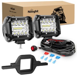 Nilight 2 Pcs 4 Inch 60W Led Pods with 2 Inch Tow Hitch Mounting Brackets Backup Reverse Lights Rear Light Bar for Pickup ATV SUV Truck Trailer Boat