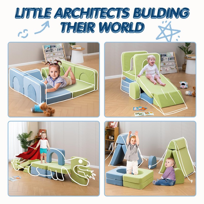 CAPAKIDS Kids Couch, Modular Kids Play Couch with 1000+ Building