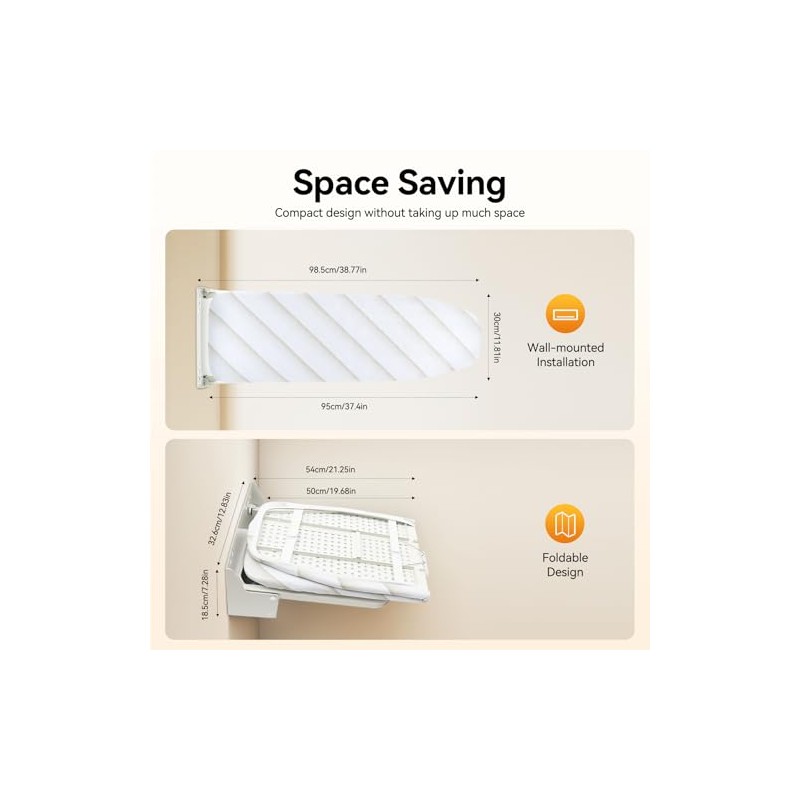 Kaibrite - Tabla de planchar de pared que ahorra espacio,