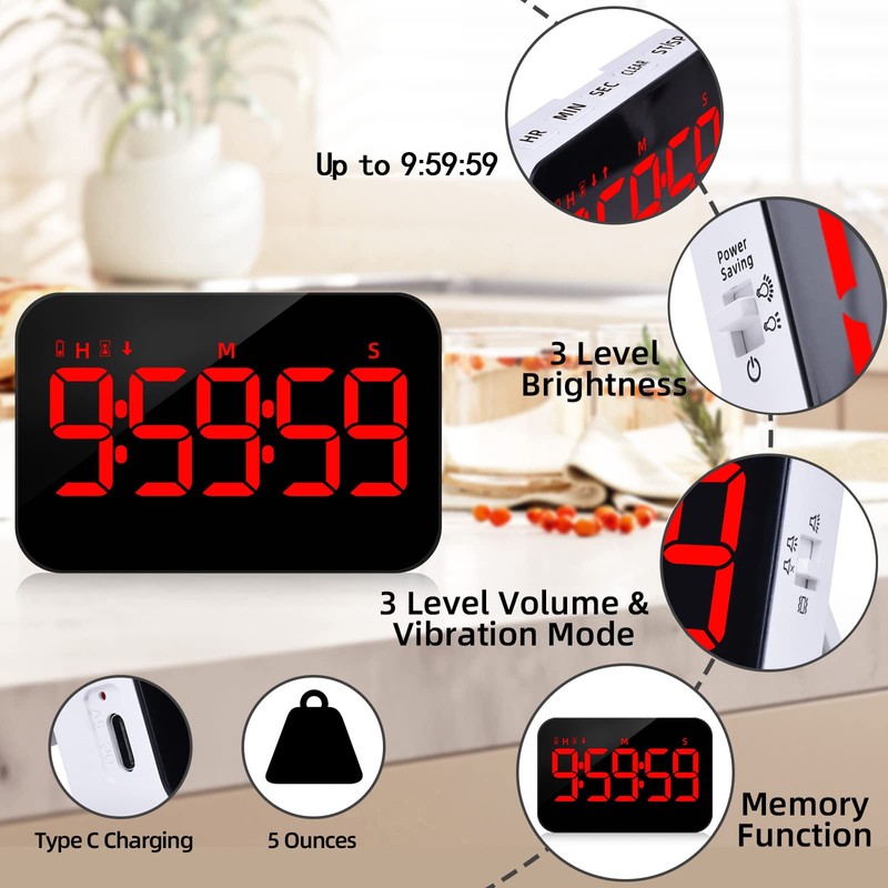 Digital Timer Kitchen Timer Count Down Up Rechargeable Kitchen Gadgets