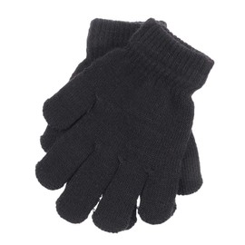 VORCOOL Children's Magic Gloves Winter Models Knitted Solid Colour Five Fingers Warm Gloves 4-12 Years Old (Black)