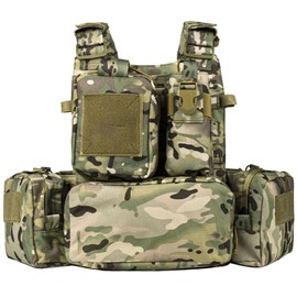 YAKEDA Tactical Training Vest with PALS System - Multi-Pocket Adjustable Straps Quick-Release Buckle for Hunting (US, Alpha, One Size, Regular, Regular, Camou2.0)