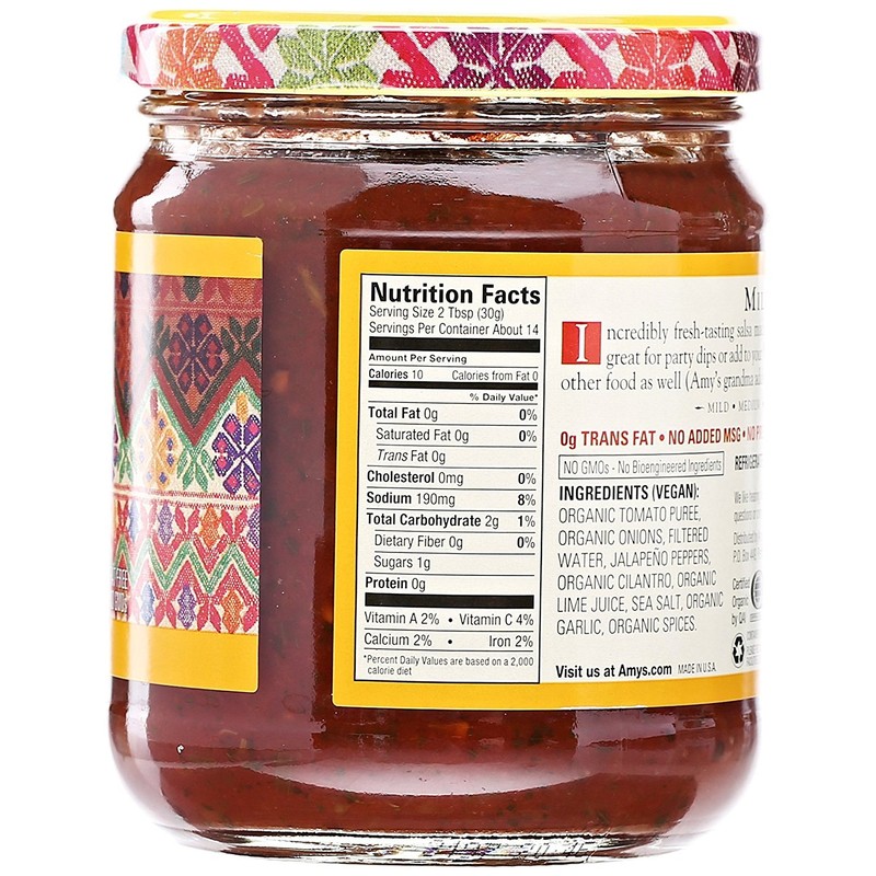 Amy's Salsa, Mild Salsa, Made With Organic Tomatoes, Gluten Free,