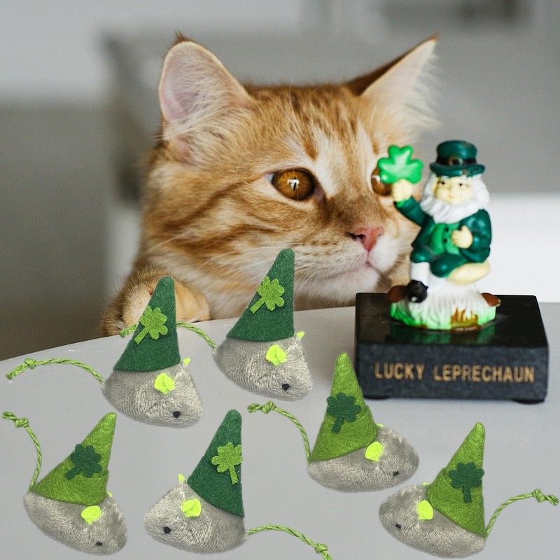 Haourlife St. Patrick's Day Cat Toy Catnip Toy Mouse Toy-6