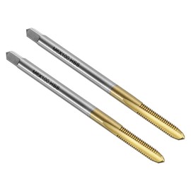 sourcing map 2pcs Straight Flute Thread Tap, M6 x 1 100mm Extra Long Metric Titanium Coated Screw Threading Tapping Tool Thread Milling Machine Taps, High-Speed Steel 6542 (HSS 6542)