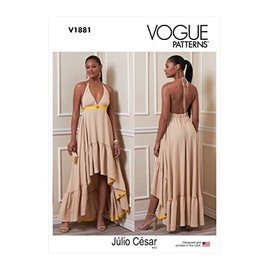 Vogue Misses' Halter Neck Dress Sewing Pattern Kit, Design Code V1881, Sizes L-XL-2XL