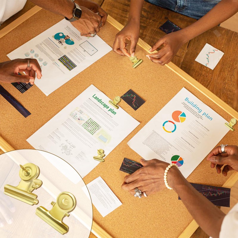 BLMHTWO 30 Pieces Thumb Tacks Clips Gold Heavy Duty Push