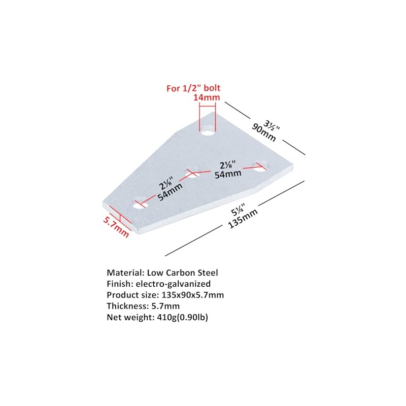 heneng 4 Pcs 4 Hole Flat Tee Plate for 1-5/8"