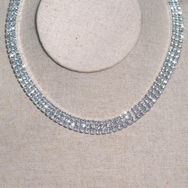 Rhinestone Choker Necklace for Women Silver Diamond Choker Necklaces for Women Sparkly Crystal Rhinestone Necklace for Women Silver Chokers for Women Party Prom Wedding Jewelry Accessories-3-row