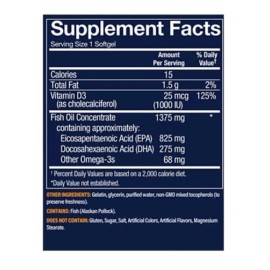 Vthrive Premium Wild Alaskan Fish Oil with Vitamin D3 - 1,100 MG EPA/DHA (120 Softgels)