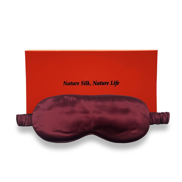 KANPRINCESS 100% Pure Mulberry 22 Momme Silk Sleep Mask- Comfortable Silk Eye Sleeping Mask with Silk Wrapping Strap - Pure Silk Filler and Internal Liner (Red)