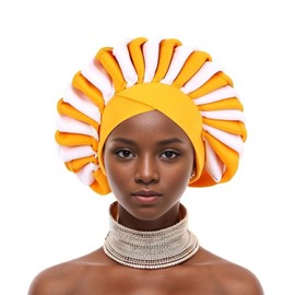 JRZXTWL Handmade African Women's headscarves, Nigerian headscarves Suitable for Birthday, Wedding, Holiday, Party Headwear(Yellow)