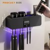 Smart Wall-Mounted Toothbrush Holder with Solar Charging, 6 Brush Slots