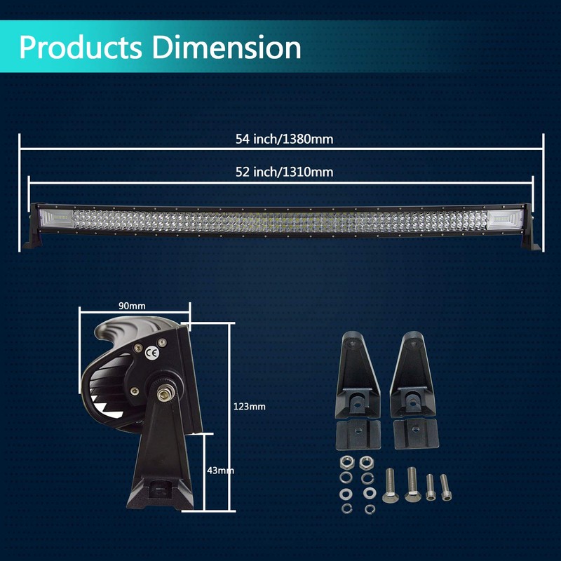 Willpower 52 inch 675W Curved Triple Row 7D LED Work