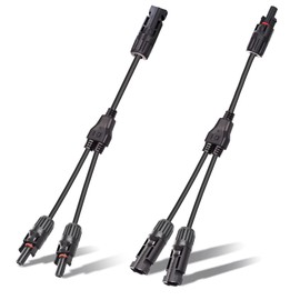 Cleqee Solar Connector Y Branch Parallel Adapter 1 Pair 1 to 2 Splitter Solar Cable Wire Connector Tool Set for Solar Panel