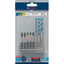 Bosch Professional 2608577144 8-Piece Impact Control Screwdriver Bit and Metal Drill Bit Set (Metal, Pick and Click, HEX-9, Accessories for Impact Drivers)