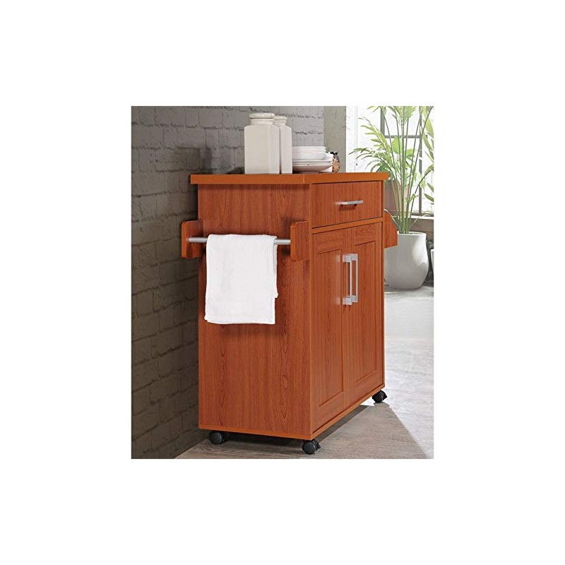 Pemberly Row Kitchen Island with Spice Rack in Cherry