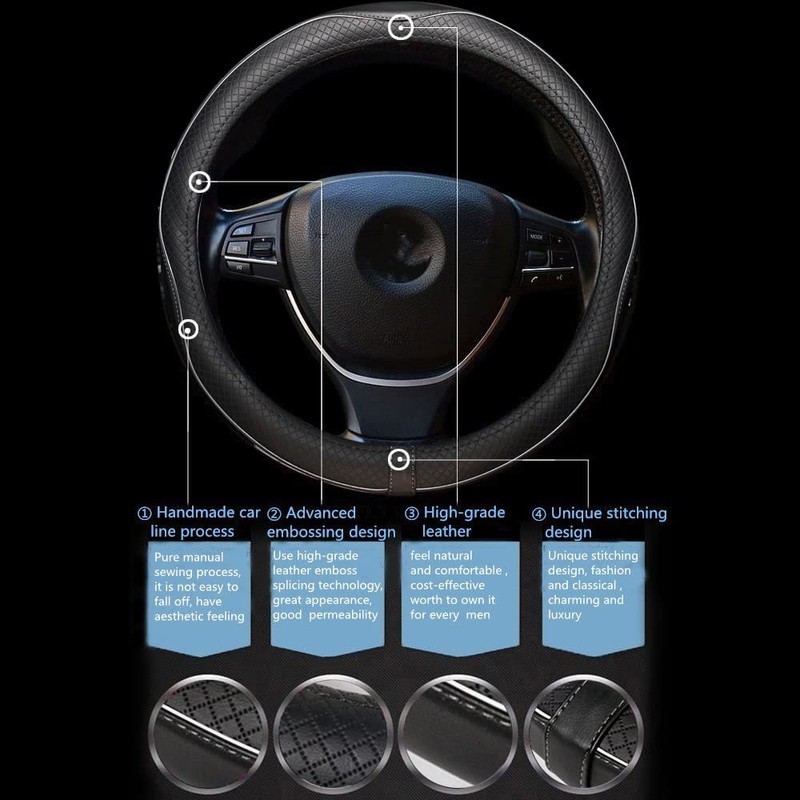 Car Steering Wheel Cover, Anti-Slip, Safety, Soft, Breathable, Heavy Duty,