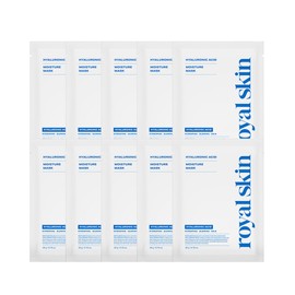 Royal Skin Hyaluronic Acid Moisture Mask Pack Hydrating Soothing Moisturizing Vegan Certified Face Pack 10 sheets, 1 set / 로얄스킨 히알루론산 모이스처 마스크팩 수분 진정 보습 비건인증 얼굴팩 10매, 1세트