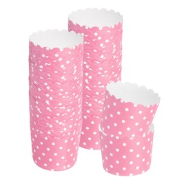 sourcing map 50pcs Cupcake Wrappers for Wedding, Paper Baking Cups and Muffins Liners for Birthday Wedding Party Supplies (Pink, Polka Dots & Stripe)