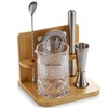 Barillio 24 Oz Crystal Cocktail Mixing Glass with Bamboo Stand