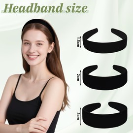 Cozy Inviting Pack of 3 Black Headbands, 3 Sizes, Non-Slip Headbands, Wide for Girls and Women, Fashion Hair Accessories