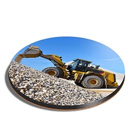 1 x Round Coaster - Excavator Diggers Loader Construction Vehicle Cork Backed MDF Glossy Tea Coffee Accessory #50845