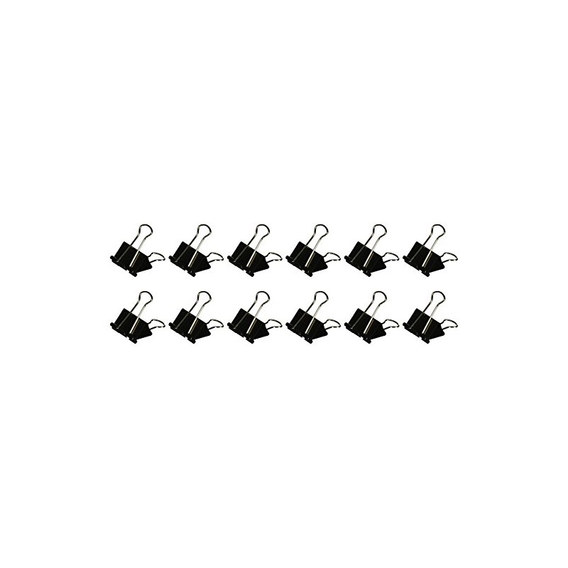 Officemate International Corp. 99050 Binder Clips,Medium,1-1/4-Inch Wide,5/8-Inch Cap, 12/BX, Black/Silver