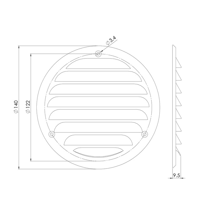 Ø 100mm / 4 inch White Metal Ventilation Grille with