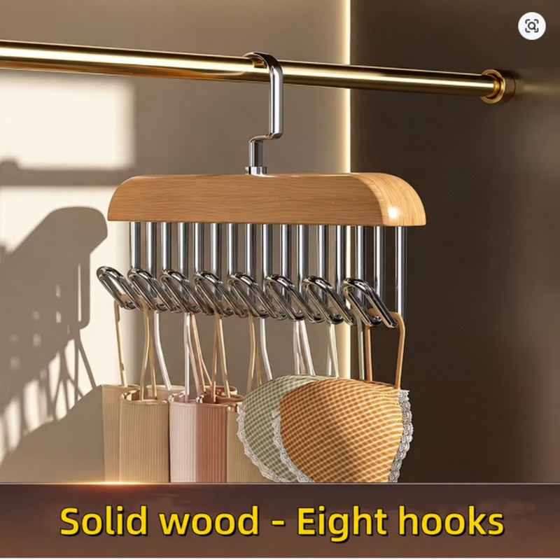 Wooden Hanger Organizer for Bras & Underwear – Multi-Hook Closet