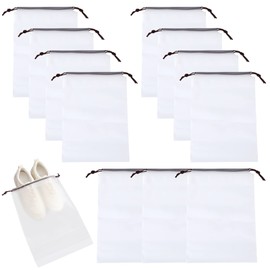 12pcs Drawstring Storage Bag, Shoe Bags for Travel Portable Dustproof Waterproof for Clothes, Shoes, Handbags, Cosmetic Bags(White)