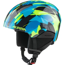 ALPINA PIZI - Lightweight, Shatterproof & Individually Adjustable Ski Helmet for Children, with Removable Ear Pads, Neon Blue Green Gloss, S (46-51 cm)