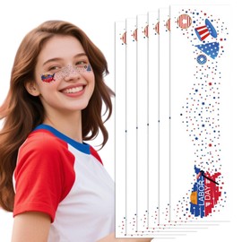 Independence Day Face Decor Patriotic Temporary Face Tattoos Stickers Red White Blue Cheek Tattoo Decals with USA Map for USA Parties 4th of July Makeup Labor Day Body Art