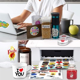 Premium Printable Vinyl Sticker Paper,Matte White 30 Self-Adhesive Sheets 8.5" x 11”,Waterproof Decal Paper for Making Labels&Crafts,Tear Resistant - Inkjet & Laser Printer