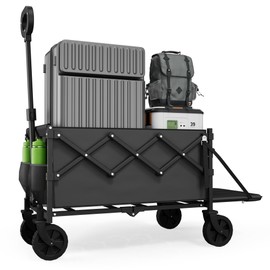 Canpsky Collapsible Wagon with Tailgate, Wagons Carts Foldable with 350lbs Capacity, Lightweight Portable Utility Wagon Cart for Shopping Camping Sports Garden