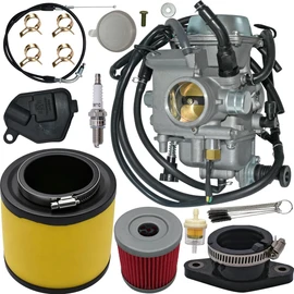 TRX350 Carburetor Kit Fit for Honda Rancher 350 TRX350FE TRX350FM TRX350TE TRX350TM 2000-2006 4 Stroke ATV with Air Filter & Oil Filter & Spark Plug & Intake Pipe & Choke Cable