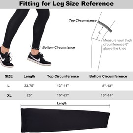 Cosmos ® 1 Pair Black Color Unisex Sun Protection Leg Sleeves for Bike Cycling Hiking Running (X-Large)