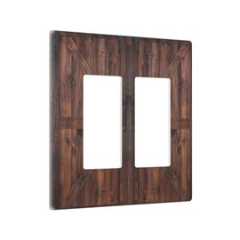 Wpshijia Outlet Covers Rustic Brown Barn Door Retro Wood Plank 2 Gang Wall Plate Double Rocker Light Switch Cover Country Decorative GFCI Receptacle Cover Electrical Switchplate for Home Decor