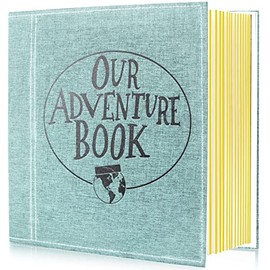Self Adhesive Page Photo Album, Our Adventure Book Linen Cover Wedding Anniversary Graduation Family Travel Photo Albums Holds 3X5, 4X6, 6X8, 8X10 Photos (Light Green)
