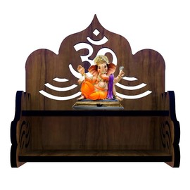 Generic Beautiful Small Wooden Mandir for Pooja Home Decoration Wall Beautiful Temple/Pooja mandir Enginereed Wood(64D) (20/8INCHES) (Brown)(DIY), OMMA277