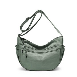 Trendy Crescent Bag Nylon Crossbody Bags for Women Lightweight Sling Hobo Luna Bag Multi-Pocket Shoulder Crossbody Purses (A-Green M)