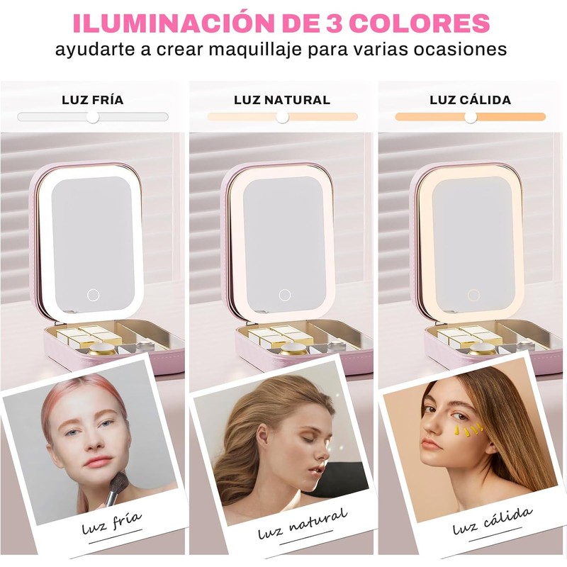 Caja de maquillaje con espejo LED ajustable – AntSay –