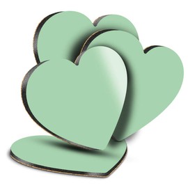Destination Vinyl ltd Great Coasters (Set of 4) Heart - Mint Green Colour Block Drink Glossy Coasters/Tabletop Protection for Any Table Type #45740