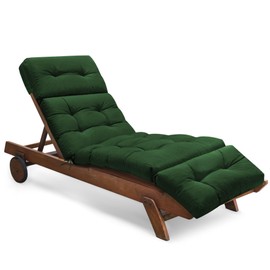 Tycdiose Outdoor Chaise Lounge Chair Cushion Waterproof 74.4 x 22 x 4.7 Inches Memory Foam Lounge Chair Cushions Replacement for Outdoor Furniture with Ties, Thickened Pool Lounge Chair Cushion, Green