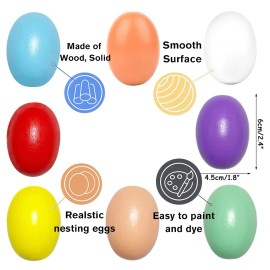 Sarybei Easter Wooden Eggs Easter Decorations - 8 Colors Wood DIY Faux Egg Crafts Fak...