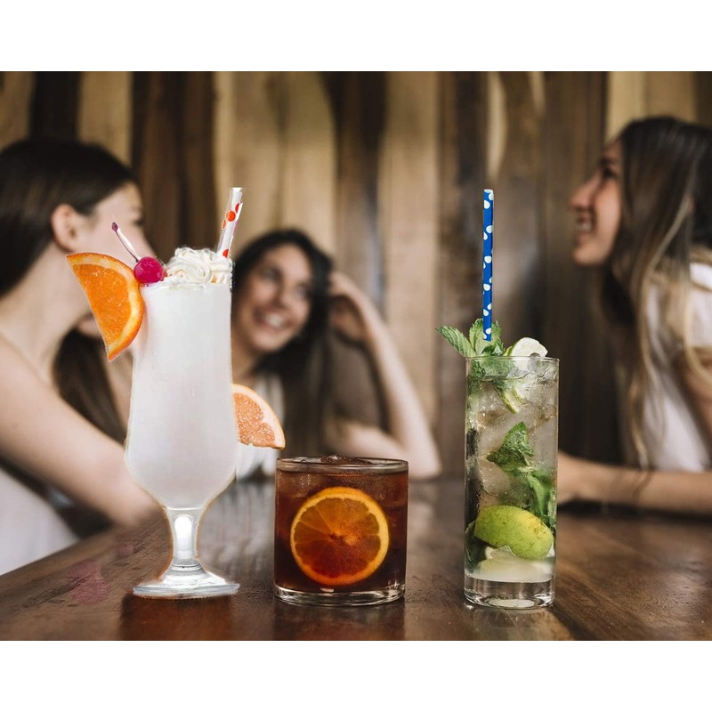 Shuiniba Biodegradable Striped Paper Straws,Paper Drinking Straws for Party, Events