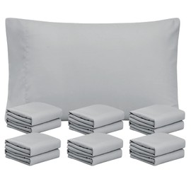 FreshCulture Light Grey Pillowcases Queen Size 12 Pack - Bulk Pillowcase Set - Envelope Closure - Soft Brushed Microfiber Fabric - 20x30 Inches Pillow Case Set of 12 for Home, Hotels, Schools