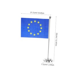 Gadpiparty European Union Table Flag with Reliable Stand for Office Desk Home Decoration Party Events Craftsmanship for Thoughtful and Celebrations