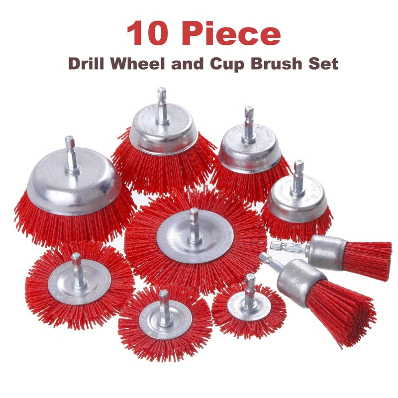 Rocaris 10 Pack Nylon Filament Abrasive Wire Brush Wheel &