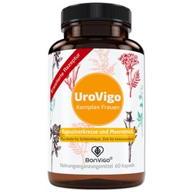 UroVigo Women's Capsules 2 Doses - Bladder: Vitamin A Supports the Mucous membranes, Zinc Immune System and Skin - 8 Plants Complex with Nasturtium, Horseradish, Pumpkin, Dandelion, Lovage + More